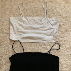 White and black crop tops